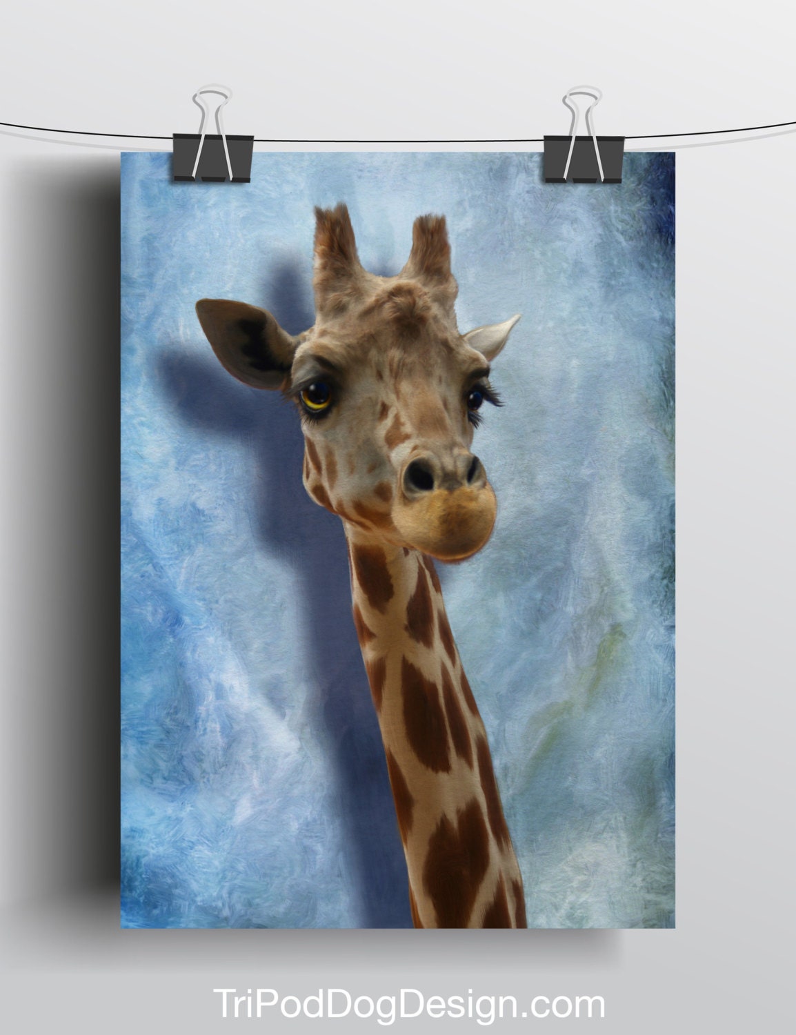 Giraffe - 5x7 Giclee print on canvas