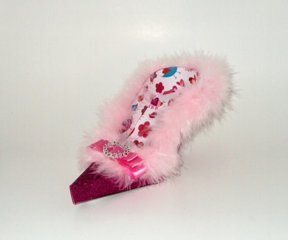 Paper Shoe Art Birdie Love High Heel Shoe Sculpture OOAK