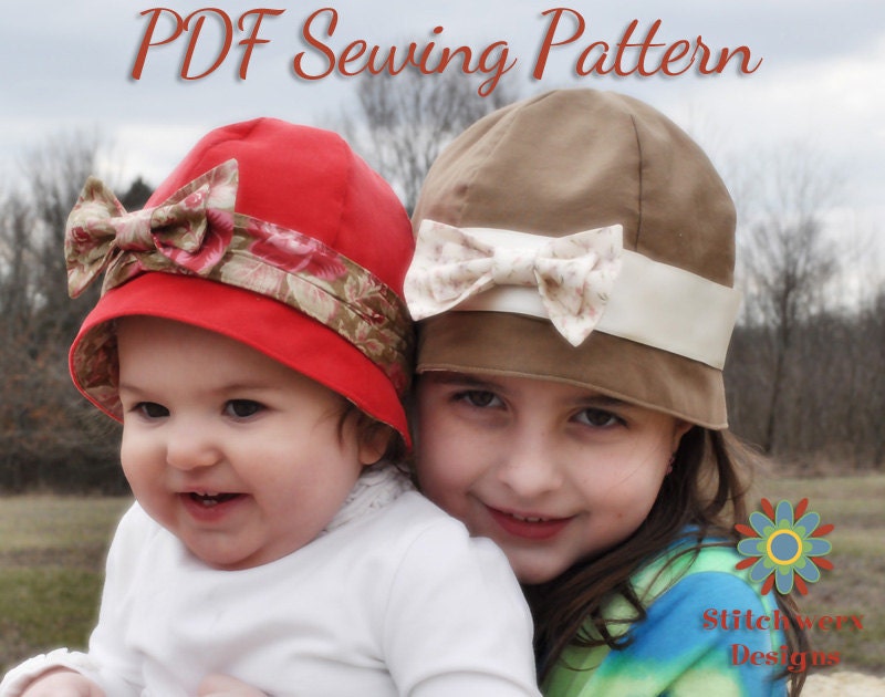 S110CHLD Azalea Baby, Girl, Hat PDF Sewing Pattern, Cloche, Retro, Vintage, Flapper, Hat Digital Sewing Pattern