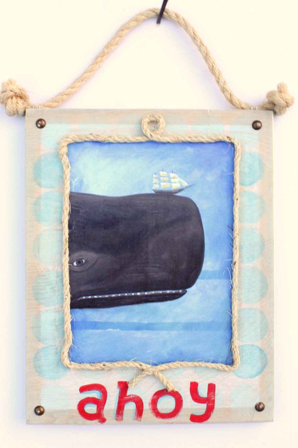 Whale Art Print on Wood of Original Painting Coastal Beach Decor Surf Decor Beach Art Surf Baby Nursery Beach Nursery Decor Kids Room Decor