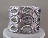 Wide Silver Metal Industrial Cuff Bracelet