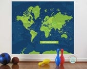Custom Order for Julie, World Map Decal, Beautiful Big World, 70X50 Inches, Nursery Decor, Baby Room, Play room ideas