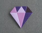 Purple Diamond Gem Brooch - Polymer Clay