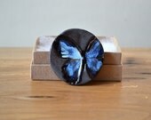 Blue Morpho ceramic pin