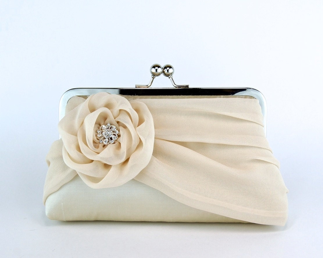 EllenVintage Silk Clutch In Champagne,  Bridal clutch, Wedding clutch, Wedding purse, Bridesmaid clutch