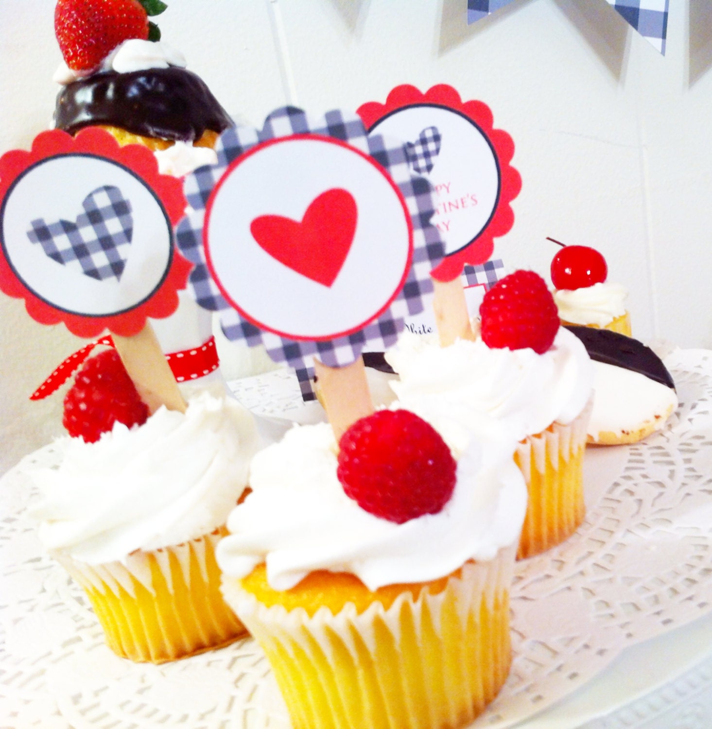 Black & White Gingham Valentine's Day Collection - Printable Il_570xn