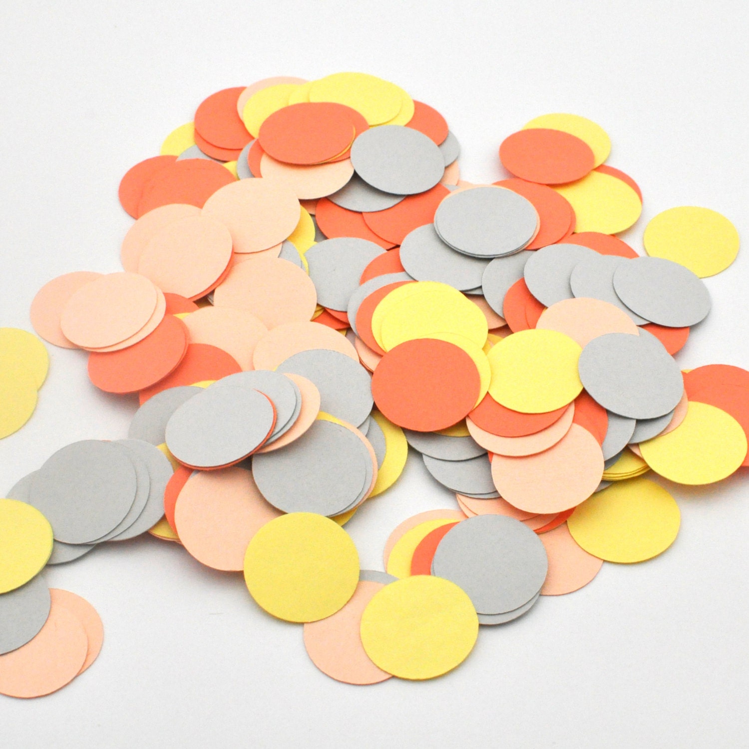 Yellow, Gray, Coral and Peach Wedding Confetti, Birthday Party Decoration, Bridal Shower Decor, Spring, Summer Wedding, Party