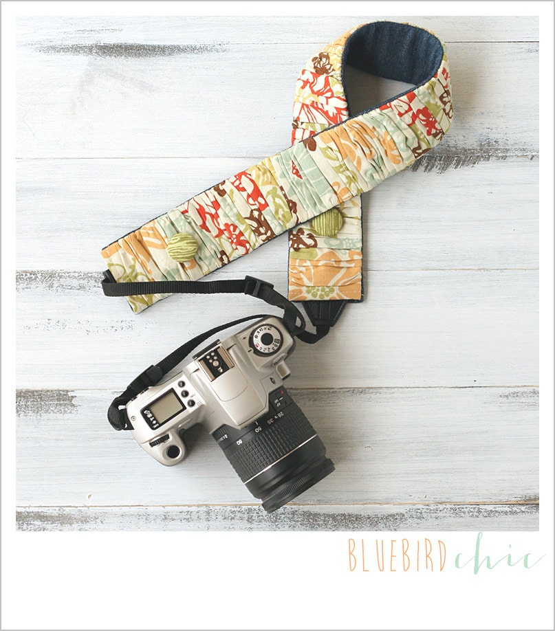 ruched camera strap cover - fading autumn (standard size only)