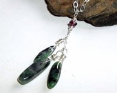 Ruby in Zoisite Gemstone Necklace Sterling Silver Energy earthegy Garnet