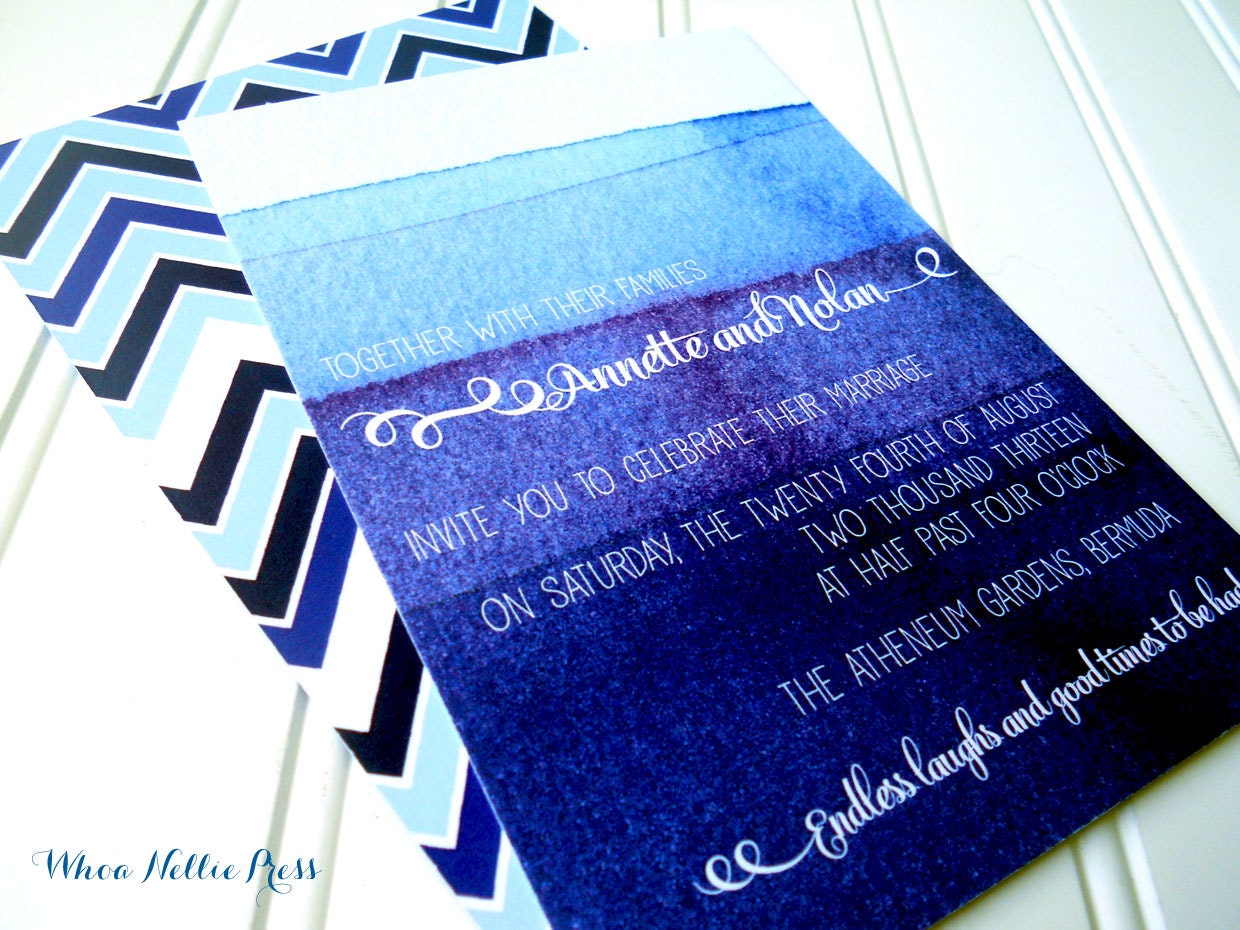 Watercolor Wedding Invitations - Down by the Bay Wedding Collection