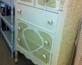 Beautiful Cottage Chic 1920's Chest of Drawers and Full size Bed-Headboard, Footboard and Rails