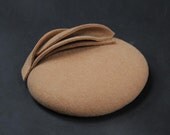 Mini Hat-Button Fascinator-camel-Wool Felt