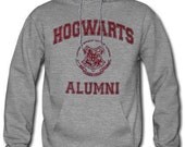 Hogwarts Alumni Geek Men's or Women's Unisex Grey Hoodie Hooded Sweatshirt Sweater Jacket