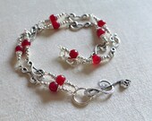 Music of the Night Ruby Necklace - Genuine silver and Ruby Music Gemstone notes charm Dangling wire wrapped shabby chic