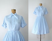1950s Shirtwaist Dress / 50s Striped Dress