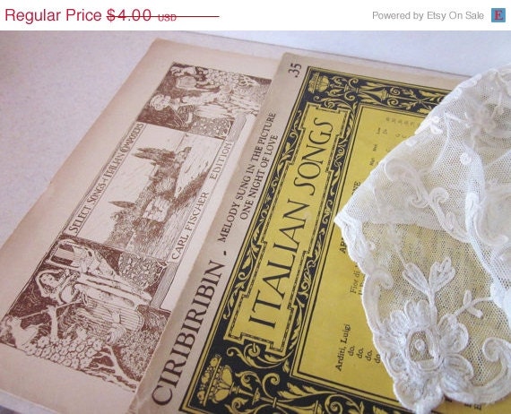 20% OFF SALE Italian Songs Vintage Sheet Music, c1909 and 1910, Set of 2