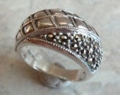 Judith Jack Sterling Marcasite Puffy Band Ring Size 8 Vintage Estate
