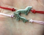 Mini Sterling Silver Dachshund Friendship Bracelet with Textile Cord - makes a great gift