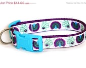 ON SALE Peacock Dog Collar - Peacocks on Purple - Made to Order