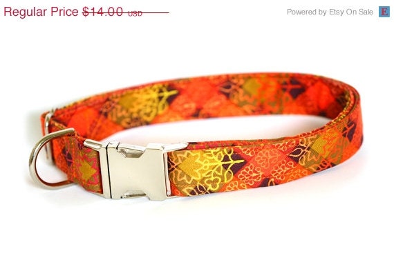 ON SALE Fall Dog Collar - Harvest Plaid  - Extra Large XL with Metal Clip
