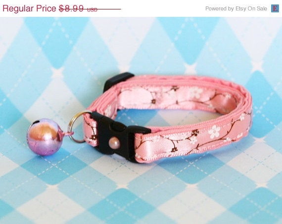 ON SALE Cat Collar - Cherry Blossom Pink - Small Cat / Kitten Size