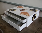 Vintage Cat Decorated Set of Drawers