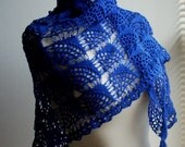 crochet shawl scarf mercerize cotton parliment blue elegant hand made shawl gift for mom girl for wedding bride bridesmaid