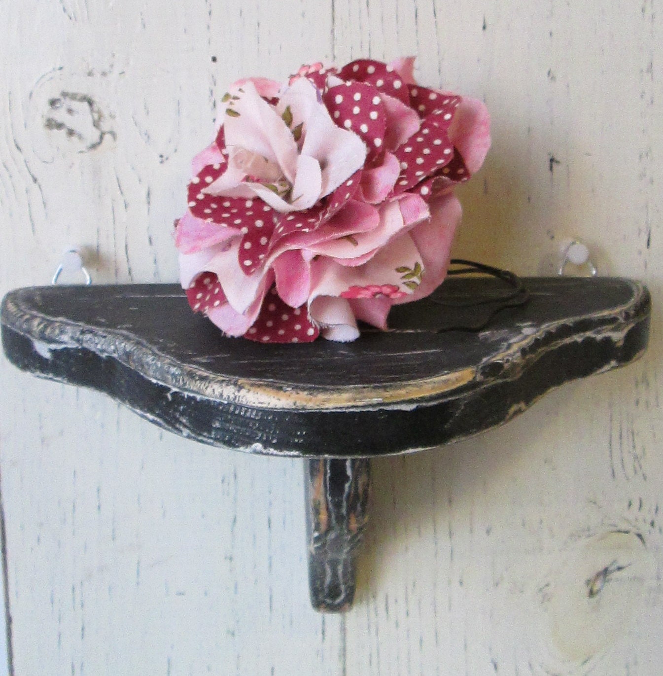 Wood accent shelf, Shabby chic decor, Hand crafted wooden shelf, Small distressed vintage look