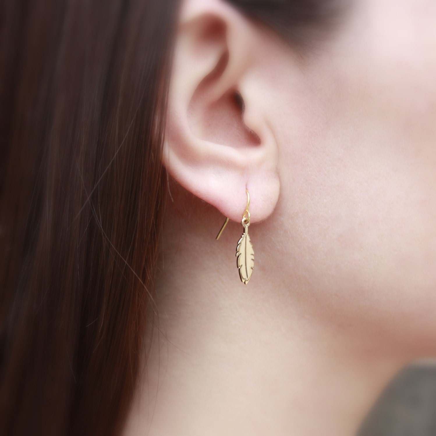 Gold Feather Earrings - Tiny Gold Feather . Tribal Jewelry . Native American Fashion . Dreamcatcher Feathers . Bohemian