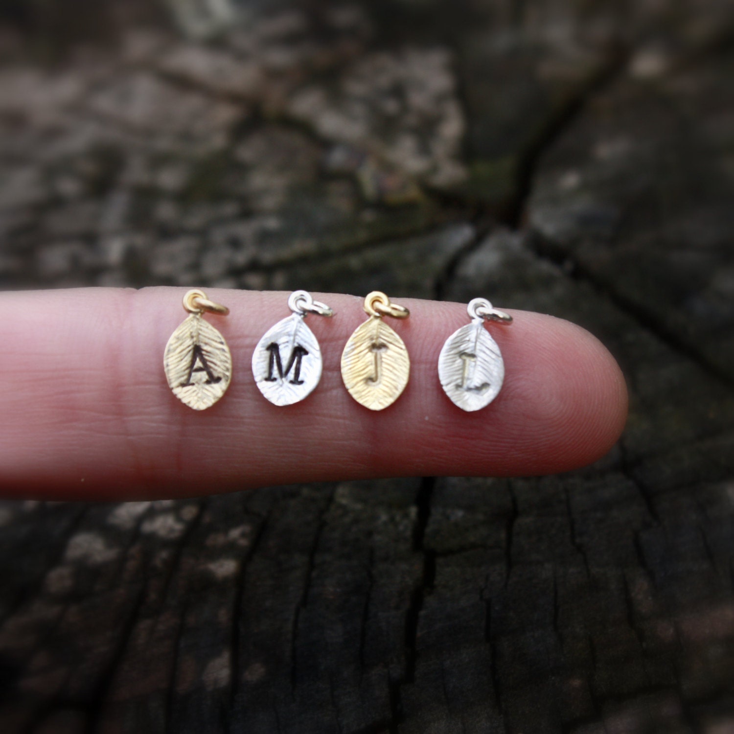 Tiny Leaf Initial ADD ON - Gold OR Silver . Personalized . Custom . Engraved