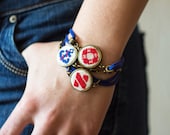 Initial bracelet - nautical bracelet - Cross stitch monogram - anchor and lifebuoy - br001