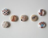 Magnets Modern Safari 7/Seven 1 inch round rust savannah animals pattern redtilestudio
