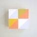 Geometric Wall Decor l Art Block l PINWHEEL l 5x5 wood block coral peach yellow green pattern redtilestudio