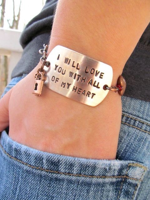 Stamped Love Message Bracelet, Custom