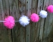 Hot Pink and White Pom Garland