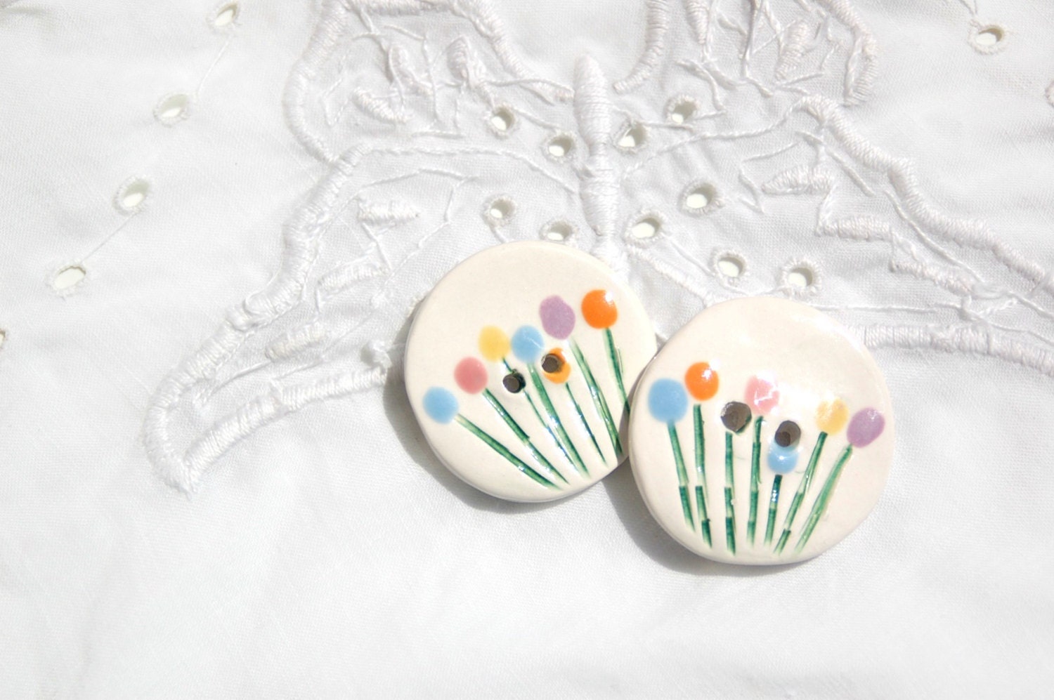 Large flower garden ceramic button
