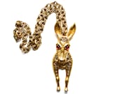 D & E Juliana Donkey Necklace, 1960s Large Horse/Donkey, Golden metal chain/ Juliana hook/ Designer