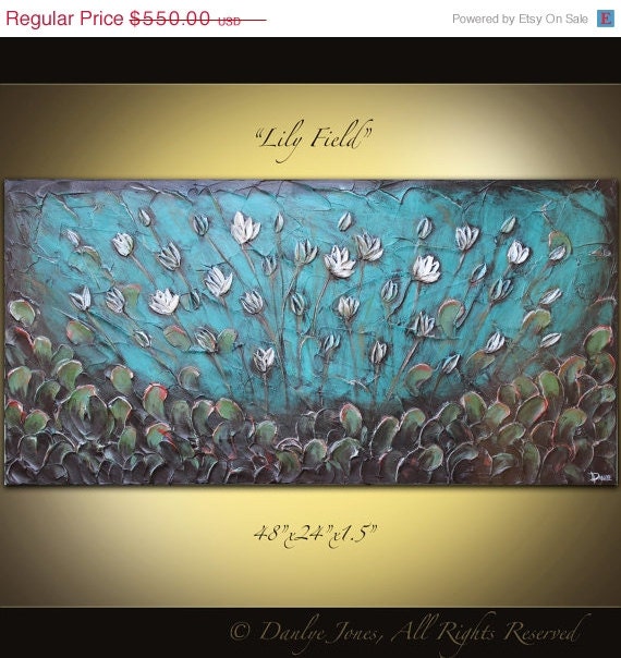 Abstract Acrylic Flower Painting original acrylic on canvas 48x24
