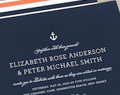 Modern Nautical Wedding Invitation-with anchor and stripe details-KATE