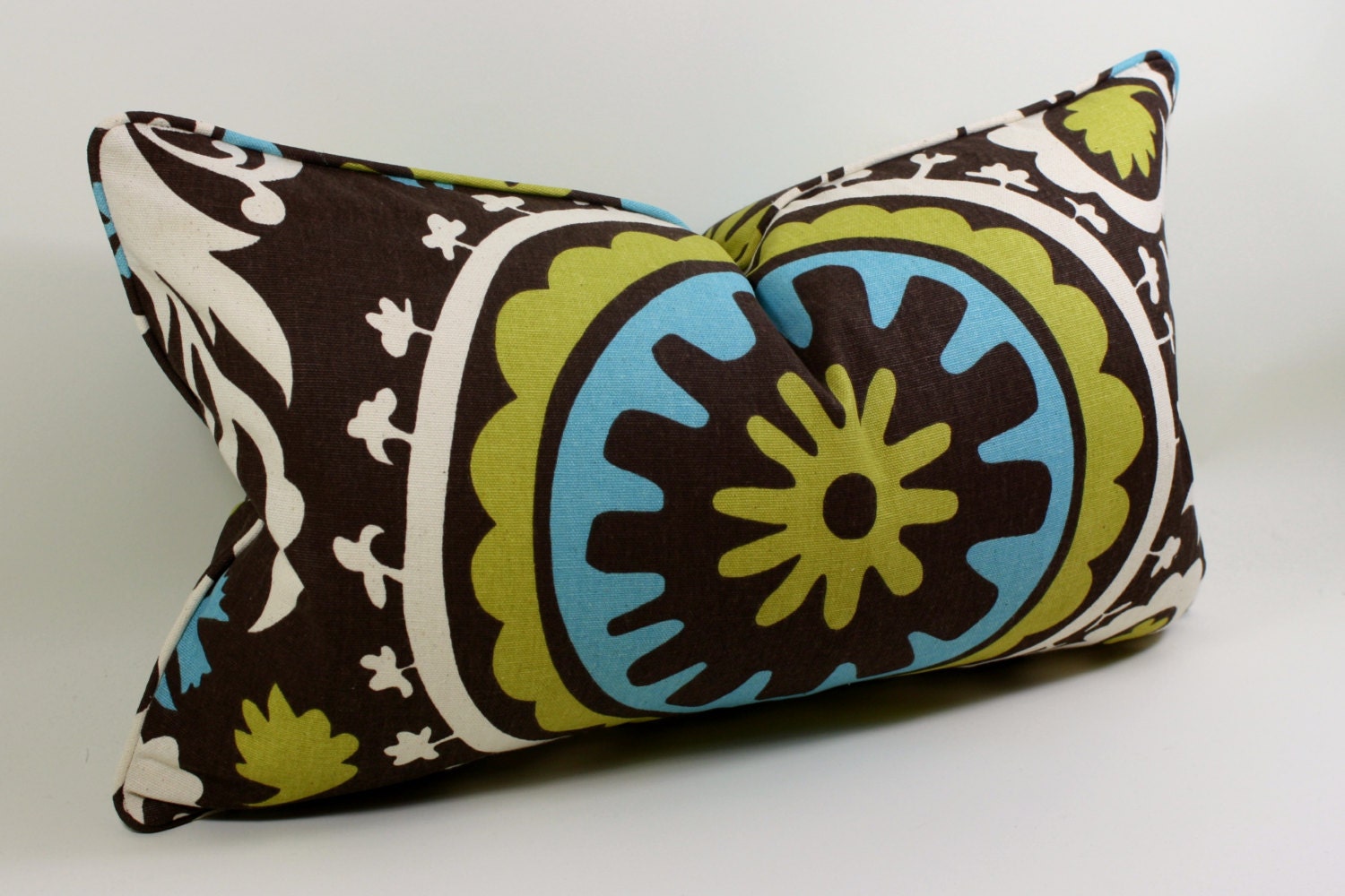 Suzani Pillow Cover, Cushion, Lumbar Pillow, Chocolate Brown