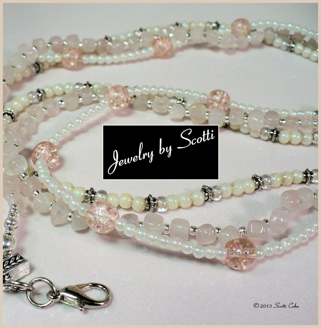 Rose Quartz and Rosaline Crackle Necklace