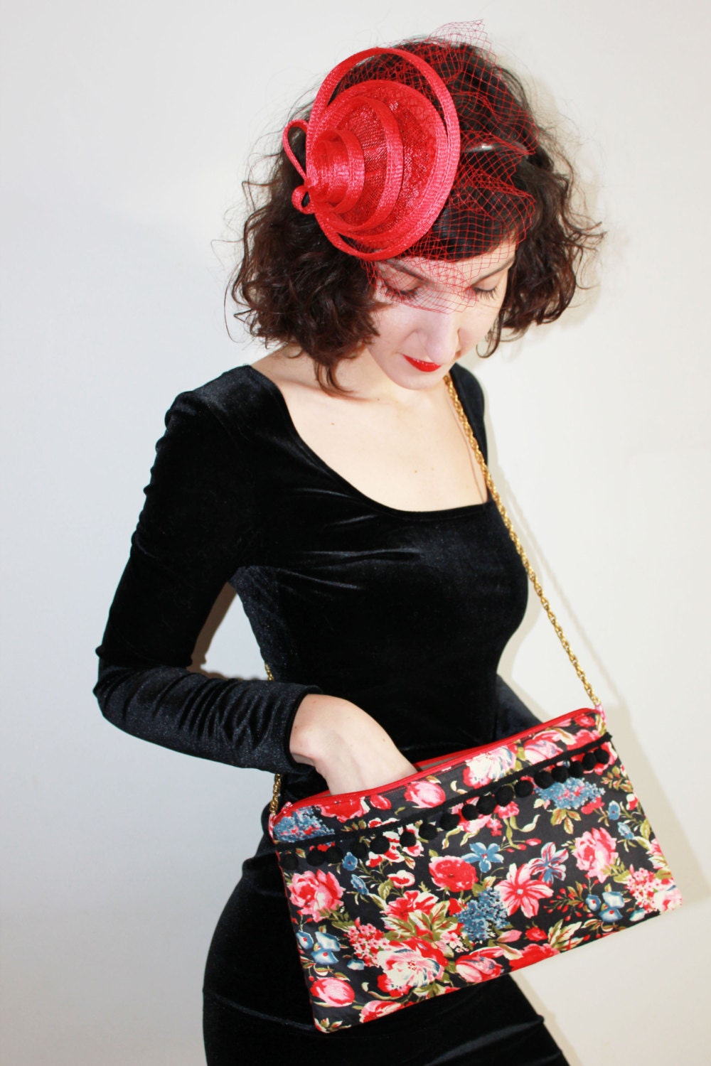 Pretty bag with  recycled fabric flowers pattern