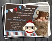 Sock Monkey Birthday Invitation - Includes FREE Thank You Card Il_170x135