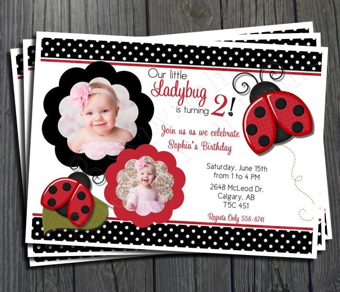 Ladybug Birthday Invitation - FREE Thank You Card included Il_570xn