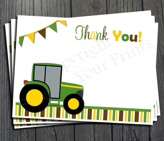 Tractor Party Thank You Card - Printable Thank You Card Il_570xn