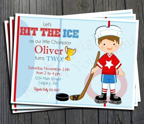 Hockey Birthday Invitation - Includes FREE Thank You Card Il_570xn