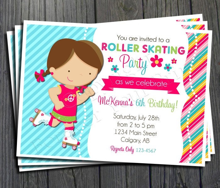 Roller Skating Birthday Invitation - FREE Thank You Card included Il_570xn