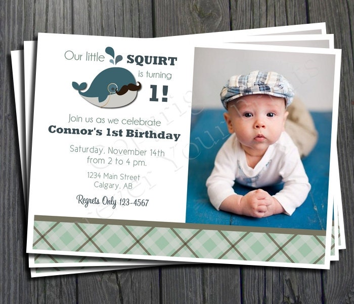 Whale Birthday Invitation - FREE Thank You Card included Il_570xn