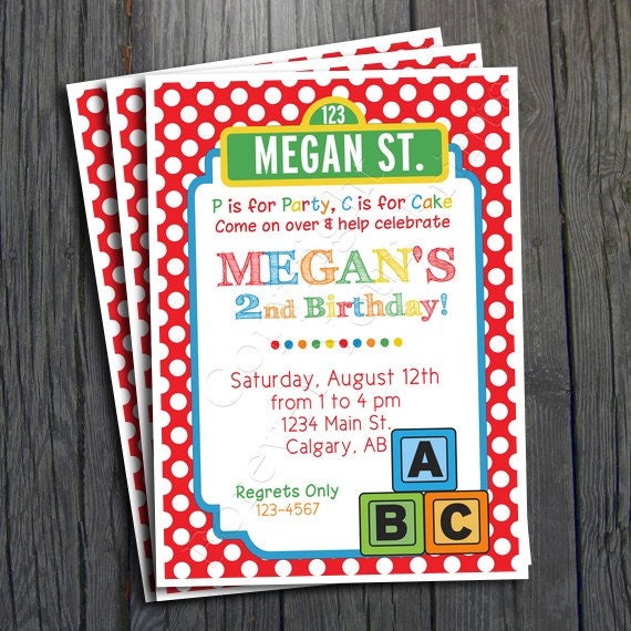 Sesame Street Birthday Invitation - FREE Thank You Card Included Il_570xn