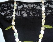 New Jade and Shell Statement Necklace  Free Ship